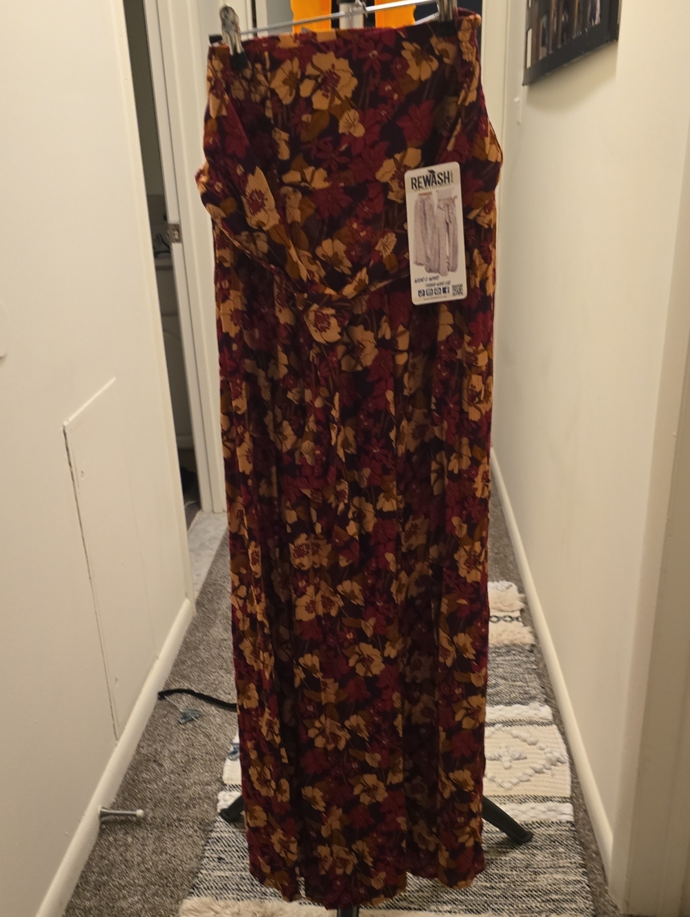 NWT Rewash Burgundy & Mustard Floral Flowy Pants